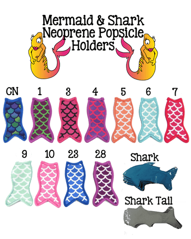 Mermaid or Shark/Shark Tail Neoprene Popsicle Sleeves/Pen Holder/Utensil Holder - CraftChameleon