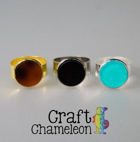 Set of 5 ~ Adjustable Ring Blanks with Acrylic Discs DIY Kits - CraftChameleon
 - 1