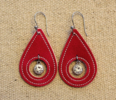 In The Hoop Embroidery Faux Leather 2" Open Center Elongated Drop Earrings Design Only