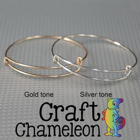 Set of 5 ~ Adjustable Silver and Gold Tone Bangle Charm Bracelets - CraftChameleon
