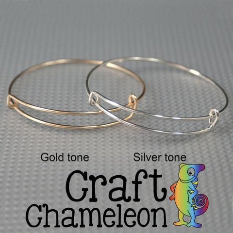 Set of 5 ~ Adjustable Silver and Gold Tone Bangle Charm Bracelets - CraftChameleon