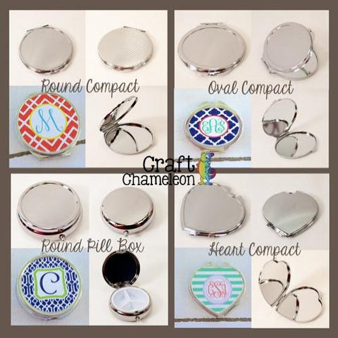 Set of 3 ~ Silver Tone Mirror Compacts & Pill Box - CraftChameleon
 - 1