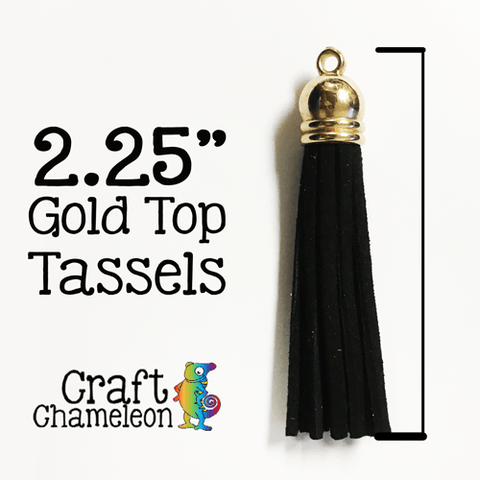 Set of 5 ~ 2.25" Tassels with Gold Tops - CraftChameleon