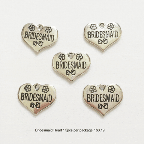 Bridesmaid Heart Shaped Charms - CraftChameleon