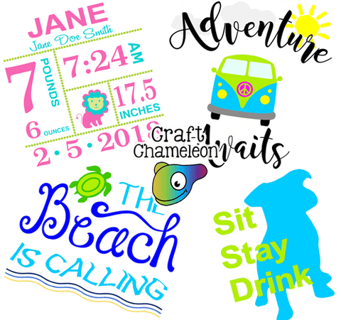 The Beach is Calling ~ Sit Stay Drink ~ Adventure Awaits ~ Baby Stats ~ Digital Design Bundle - CraftChameleon
