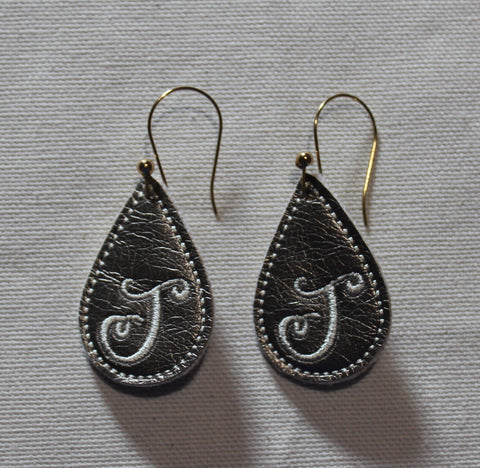 In The Hoop Embroidery Faux Leather 1.5" Elongated Drop Earrings Design Only