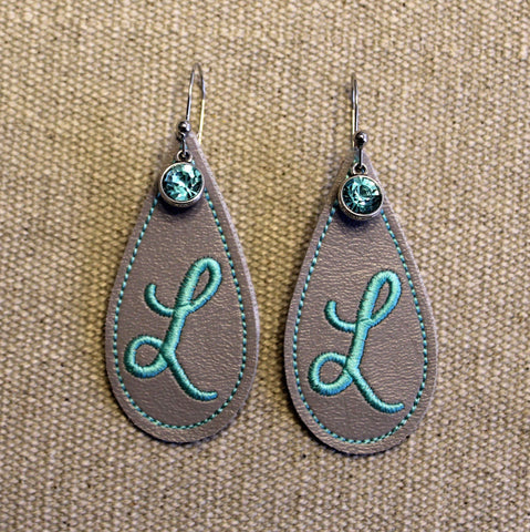 In The Hoop Embroidery Faux Leather 2.5" Elongated Drop Earrings Design Only