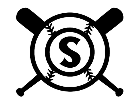 Baseball with Crossed Bats Monogram Digital Design