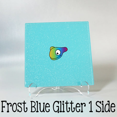 Frost Blue Glitter 1 Side Acrylic Sheets ~ Multiple Sizes