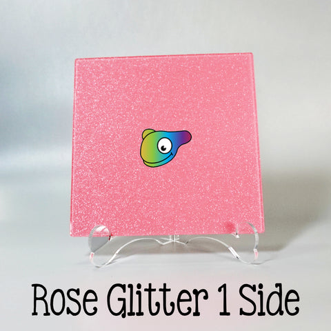 Rose Glitter 1 Side Acrylic Sheets ~ Multiple Sizes
