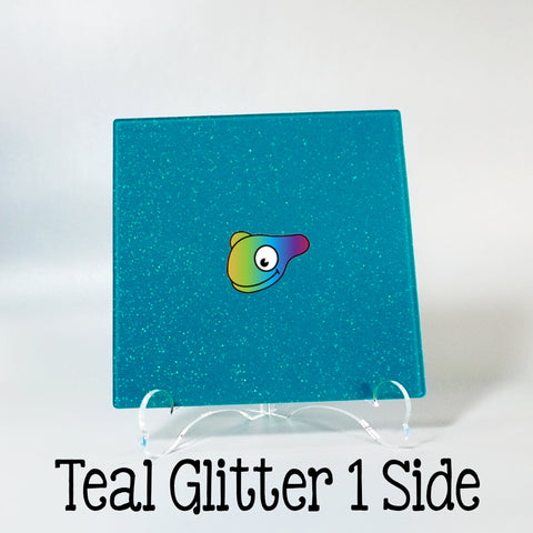 Teal Glitter 1 Side Acrylic Sheets ~ Multiple Sizes