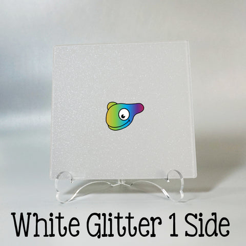 White Glitter 1 Side Acrylic Sheets ~ Multiple Sizes