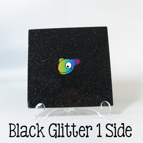 Black Glitter 1 Side Acrylic Sheets ~ Multiple Sizes