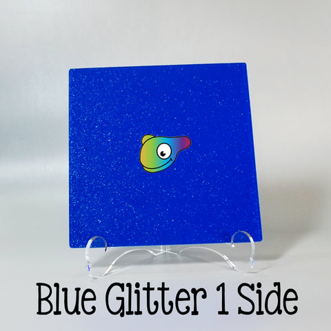 Blue Glitter 1 Side Acrylic Sheets ~ Multiple Sizes
