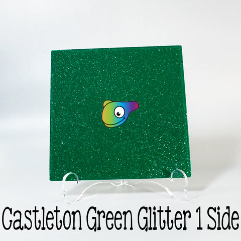 Castleton Green Glitter 1 Side Acrylic Sheets ~ Multiple Sizes