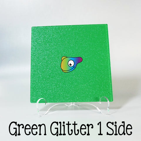 Green Glitter 1 Side Acrylic Sheets ~ Multiple Sizes