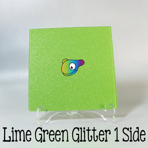 Lime Green Glitter 1 Side Acrylic Sheets ~ Multiple Sizes