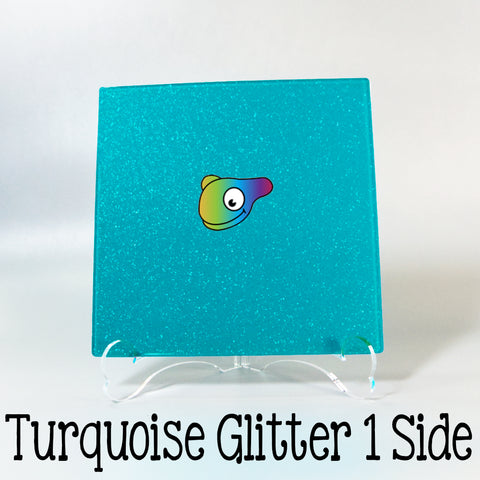 Turquoise Glitter 1 Side Acrylic Sheets ~ Multiple Sizes