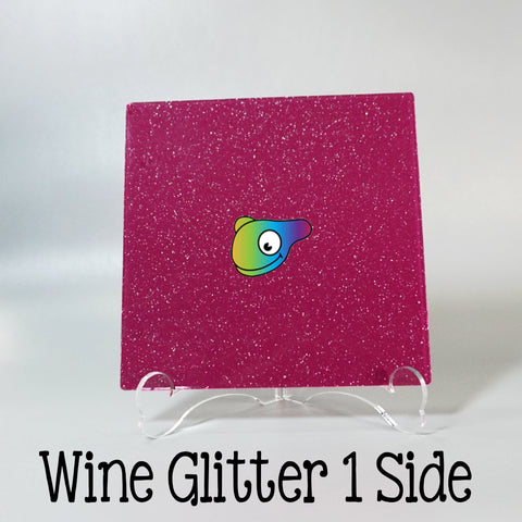 Wine Glitter 1 Side Acrylic Sheets ~ Multiple Sizes