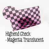 Acrylic Business Card Holder with Monogram Space - High End Checks - Magenta Translucent