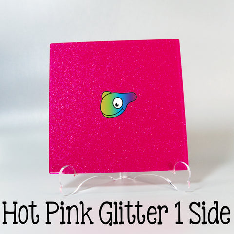 Hot Pink Glitter 1 Side Acrylic Sheets ~ Multiple Sizes