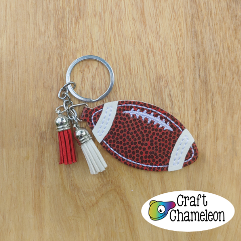 In the Hoop Faux Leather Football Key Fob Digital Embroidery Design Only