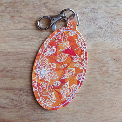 In the Hoop Faux Leather Oval Key Fob Digital Embroidery Design Only