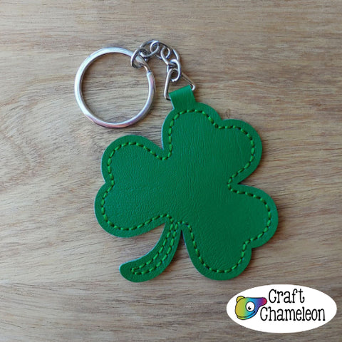 In The Hoop Embroidery Faux Leather Shamrock Keyfob Digital Design Only