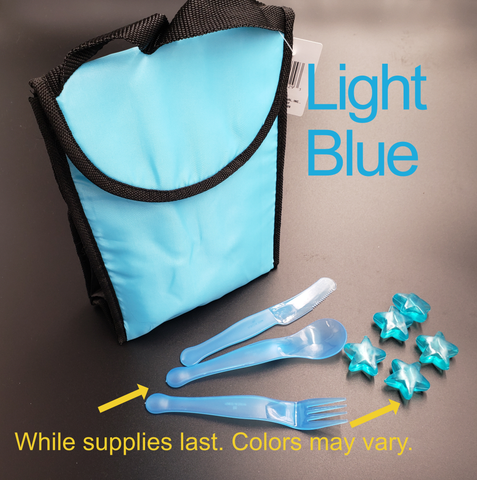Lunch Bag with Reusable Silverware/ Destash - Light Blue Lunch Bag