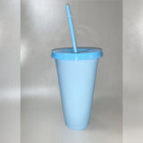 Color Changing Plastic Cup Blank - Blue Cup/Blue Lid/Blue Straw