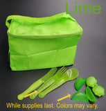Lunch Bag with Reusable Silverware/ Destash - Lime Cooler Bag