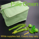 Lunch Bag with Reusable Silverware/ Destash - Pale Green Cooler Bag