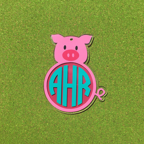 Piggy/Pig with Monogram Shaped Acrylic - CraftChameleon
 - 1