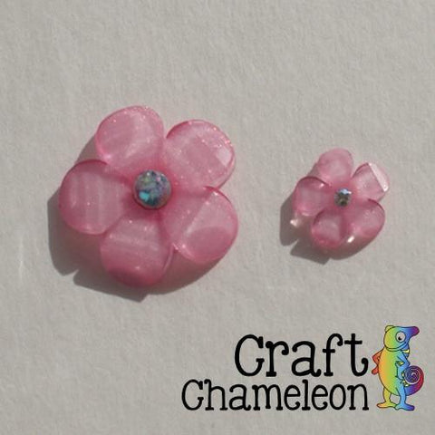 Set of 25 ~ 1 1/8" Glitter Flower Flat Back Resin - CraftChameleon
