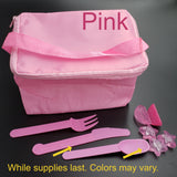 Lunch Bag with Reusable Silverware/ Destash - Pink Cooler Bag