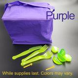 Lunch Bag with Reusable Silverware/ Destash - Purple Cooler Bag