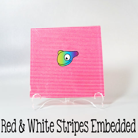 Red and White Stripe Embedded Acrylic Sheets ~ Multiple Sizes