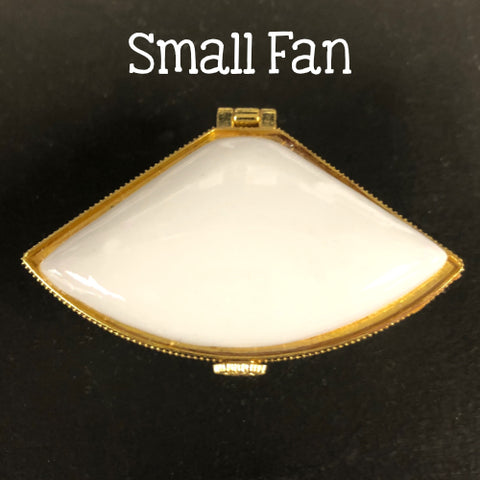 White Plain Ceramic Trinket or Ring Box Hinged Lid with Gold Trim -2 Sizes -Sets of 3