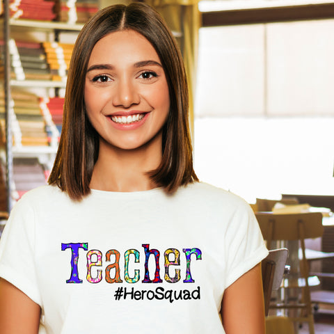 Teacher Hero Squad Wordart Sublimation Digital Design