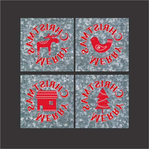 Faux Galvanized Christmas Coaster Digital Sublimation Design