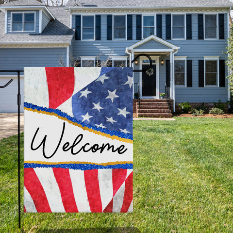 Patriotic Welcome Flag Sublimation Digital Design