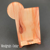 Acrylic Blank Phone Stand with Monogram Space ~ Set of 3 - Woodgrain - Cedar