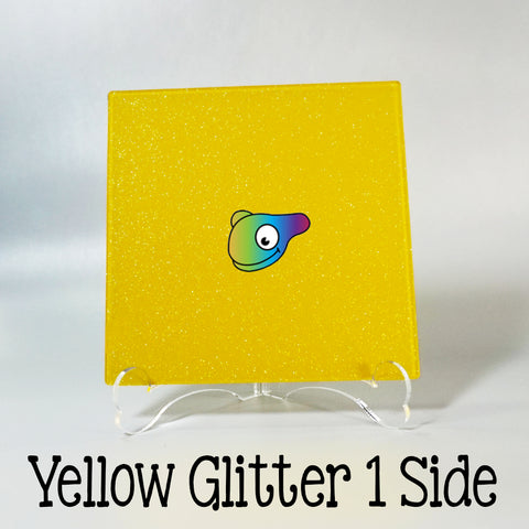 Yellow Glitter 1 Side Acrylic Sheets ~ Multiple Sizes