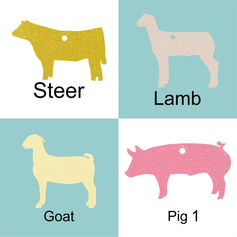 Acrylic Shaped Show Animals ~ Steer Pig Sheep Goat ~ Multiple Sizes