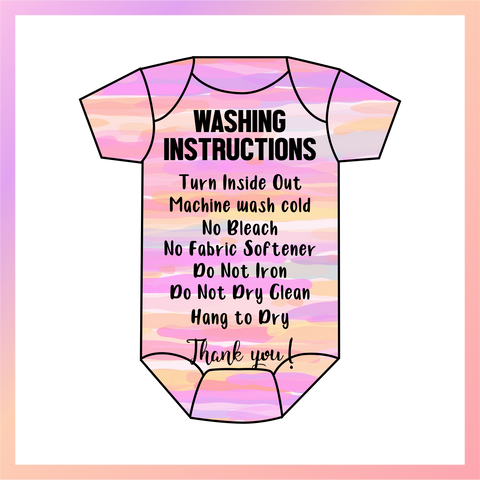 Care Instructions for Baby Bodysuit Design Only