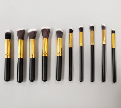 Blank Make Up Brush Sets - 10 piece Premium Synthetic Makeup Brushes