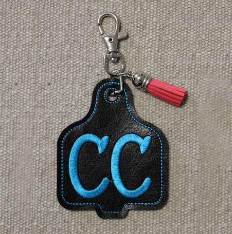 In The Hoop Embroidery Faux Leather 3" Cow Ear Tag Design Only