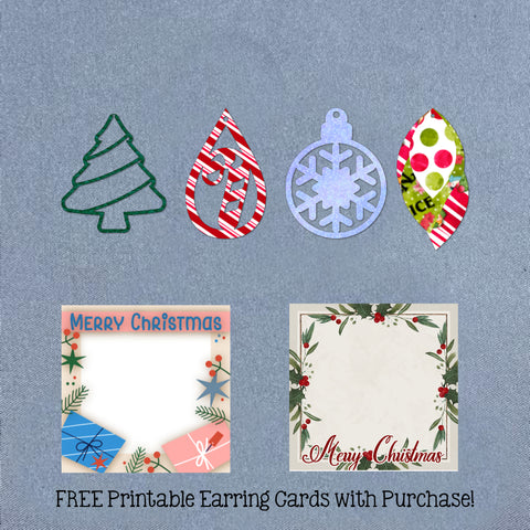 Leatherette Holiday Earrings Plus FREE Printable Earring Cards Digital Design