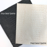 12 x 12 Leatherette Vinyl Faux Leather Sheets - Onyx Gator Sparkle - Pearl Gator Sparkle