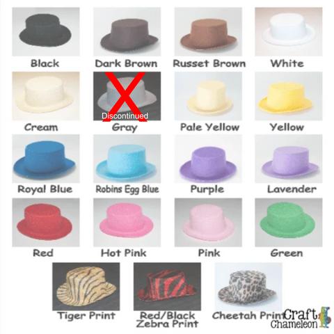 Mini Felt Top Hats ~ Set of 5